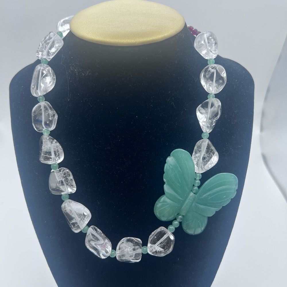 Stunning Butterfly Statement Necklace with Natural Crystal & Sterling Silver - Picture 7 of 10